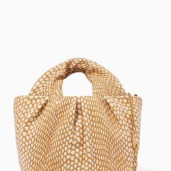 STAUD Lera Snake-Embossed Leather Top Handle Bag – Yellow/White Pattern