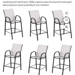 Stackable outdoor bar stools with high-back
