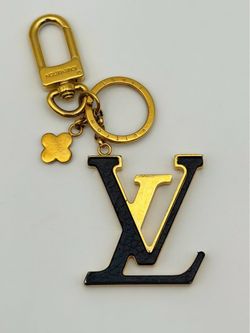Authentic Louis Vuitton Porte Clé LV Capucine Key Ring Initiales Bag Charm Gold Black Rare M63080