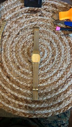 Gold-Tone Dress Watch with Mesh Bracelet