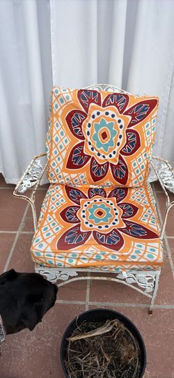Vintage White Wrought Iron Patio Chair