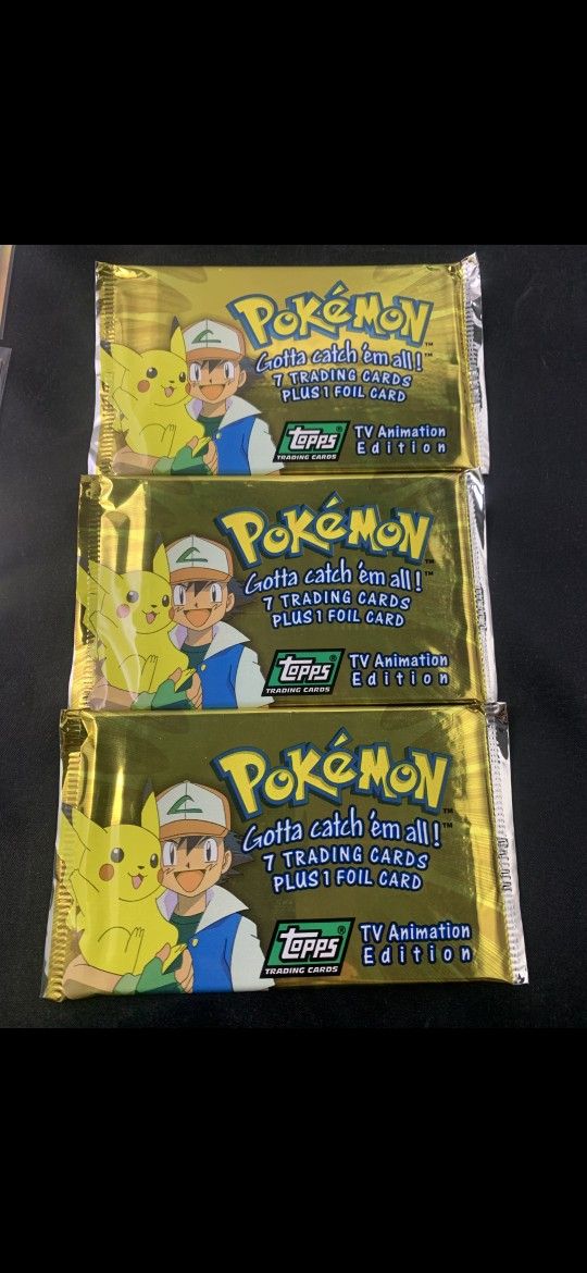 Pokemon Topps Trading Cards TV Animation Edition: Series 1 ( 3 Sealed Packs) Green Label Pokemon Topps Trading Cards TV Animation Edition: Series 1 ( 3 Sealed Packs) Green Label