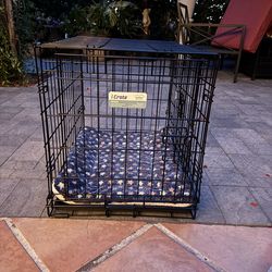 Small dog crate (double doors) with mat
