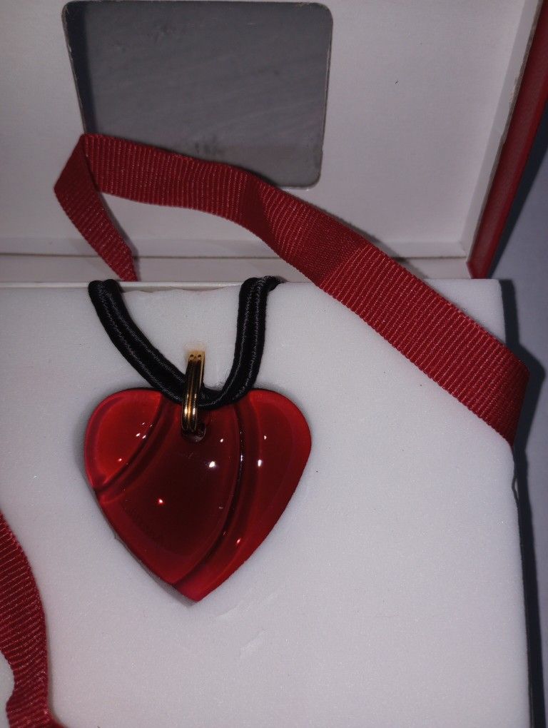 Baccarat Ruby Red Crystal Heart. (Nib)