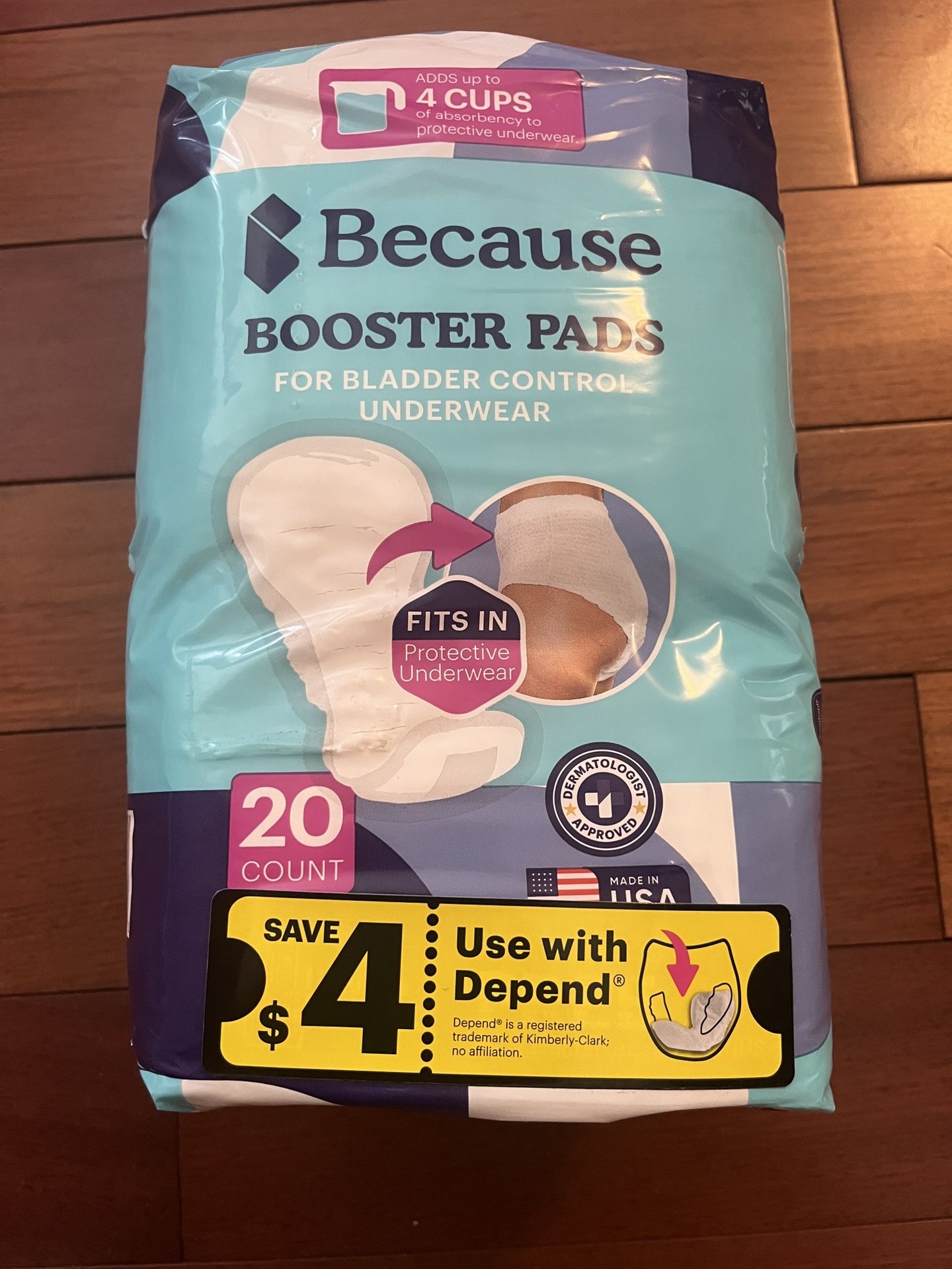 Because Incontinence Booster Pads - 20ct $7