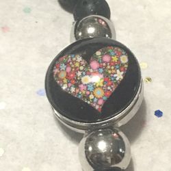 18mm Heart Snap On Lava Rock Bracelet - Great For Essential Oils