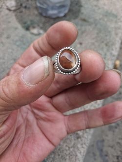 "Vintage Shube's Sterling Silver Agate Ring"