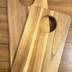 Set of 2 Solid Acacia Wood Charcuterie / Serving Boards – Modern