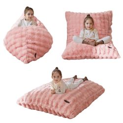 3 in 1 Kids Bean Bag Chair Bed, Child Floor Sofa for Gaming, Reading, Convertible Bean Bag Floor Cushion with Machine Washable Cover for Living Room B