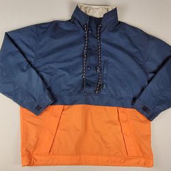 Vintage G.H. Bass & Co. Wind Breaker Jacket 1/4 Zip Hideaway Hood Men's Large