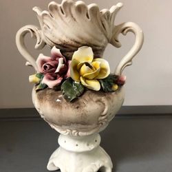 Vintage Capodimonte Vase (9.5” tall)
