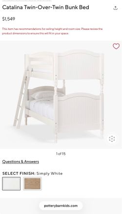 Pottery Barn kids Catalina twin over twin bunk bed