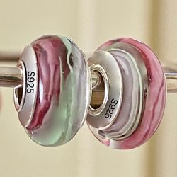 2 Charms For Pandora Beautiful Sunset Murano Charms 925 Sterling Silver 