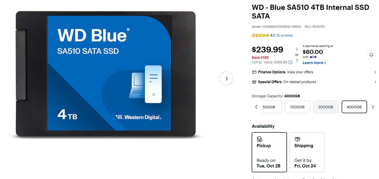 WD Blue 4 TB 3D Nano SSD