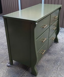 Refinished 6-Drawer Dresser in Olive Green