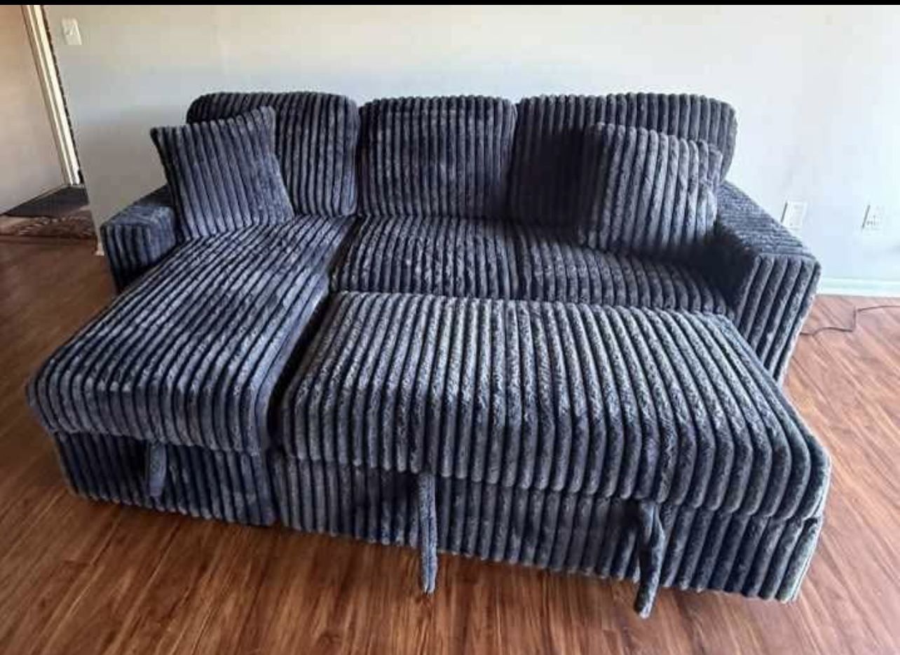 Amazing Soft Corduroy Sofa Sectional Sleeper Living Room Set On Sale! Take Home For Just $39 Down With No Credit Check Needed Finance!!