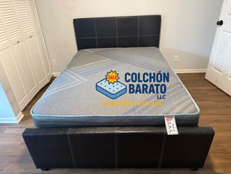 NEW BED FRAME QUEEN SIZE WITH MATTRESS AND BOX SPRING