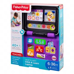 Fisher-Price Laugh & Learn Click and Learn Laptop, ABC 123 Shapes Colors.