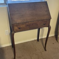 Vintage / Antique Drop-Front Secretary Desk – Queen Anne Style