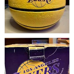 LAKERS Vintage Cookie Jar W/ Org Box *small chip on lid*