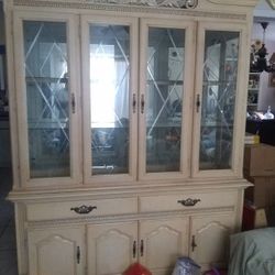 Dining Table 6 Chairs China Cabinet Display 