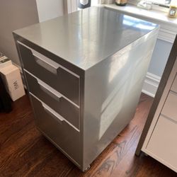 Metal File Cabinet - Roll On Wheels -Like New