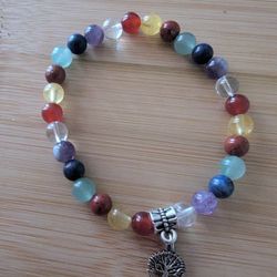 6mm 7 Chakras Stone Bracelet W/Charm