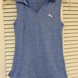 PUMA Girl’s V-Neck Pullover Blue Sleeveless Top - Size Large - VGUC