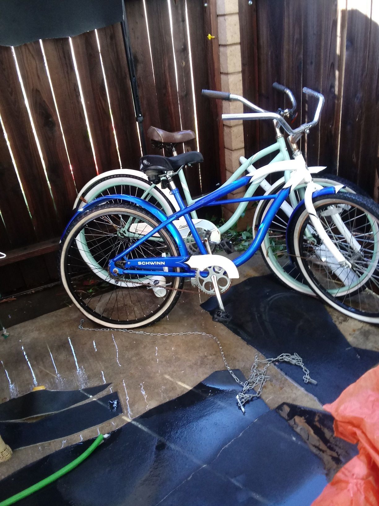 Blue bikes original swing green bikes Huffy the other bike with the motor I want $150 obo