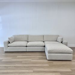 Beige Linen Cloud Couch Sectional (NEW) 