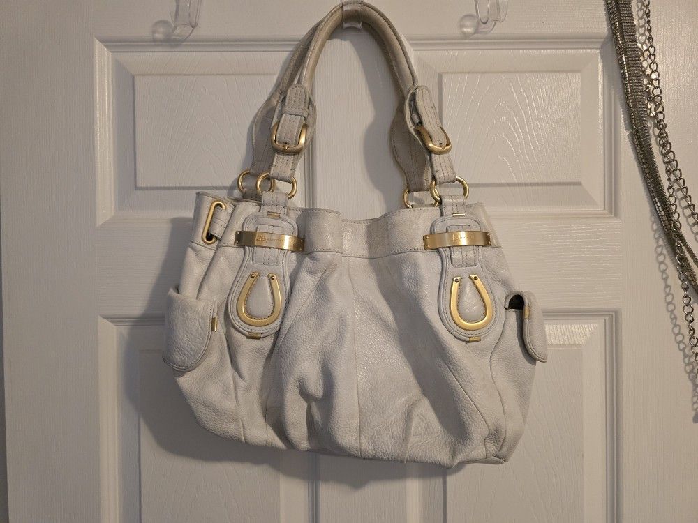 B. Makowsky White Leather Handbag