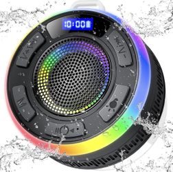 Bluetooth Shower Speakers IP7 Waterproof with Suction Cup,Dynamic LED Lights New