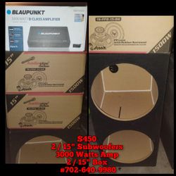 2 / 15" Subwoofers 2 / 15" Box 3000 Watts Amp 