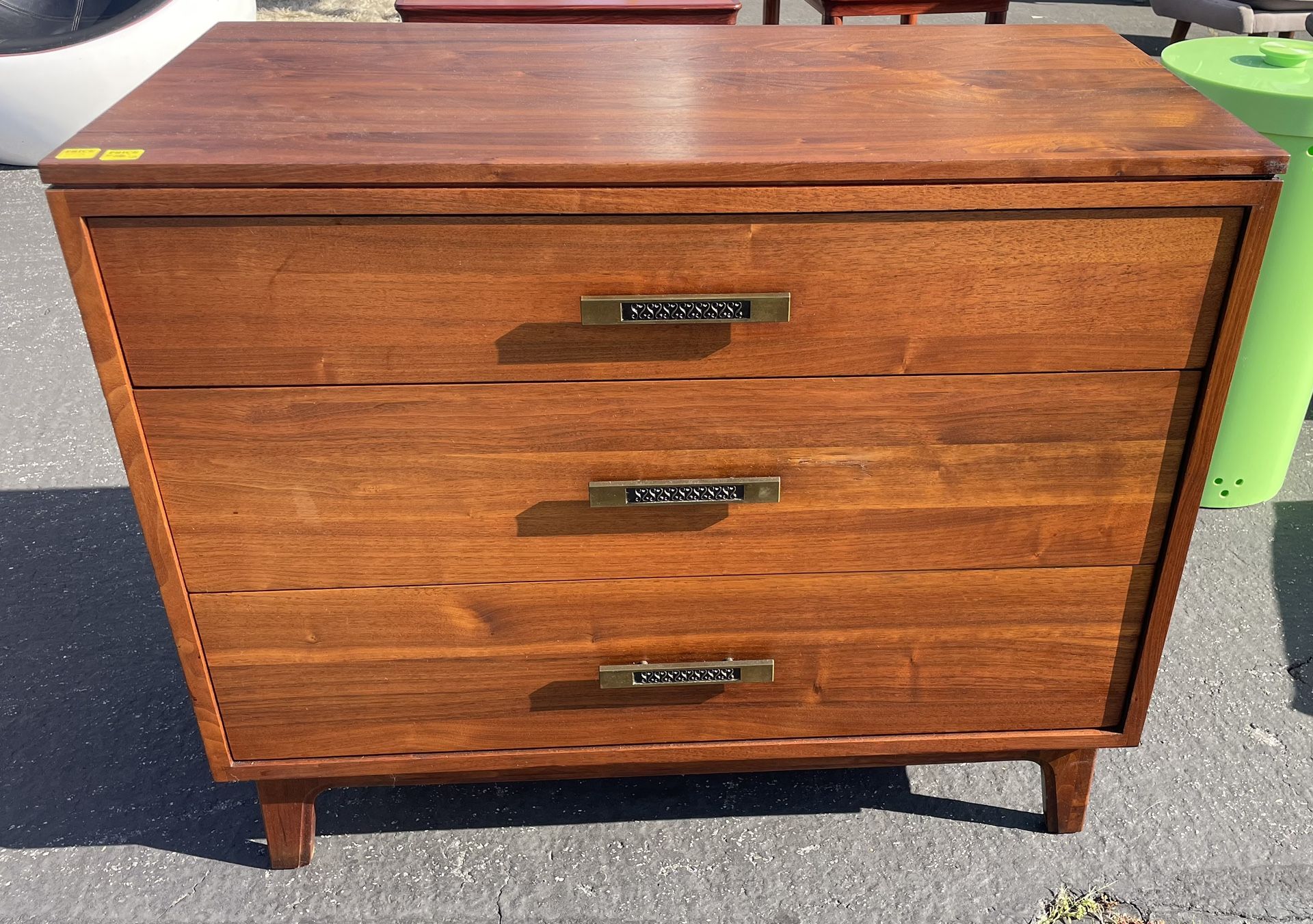 Mid-century 3 Drawer Walnut Dresser