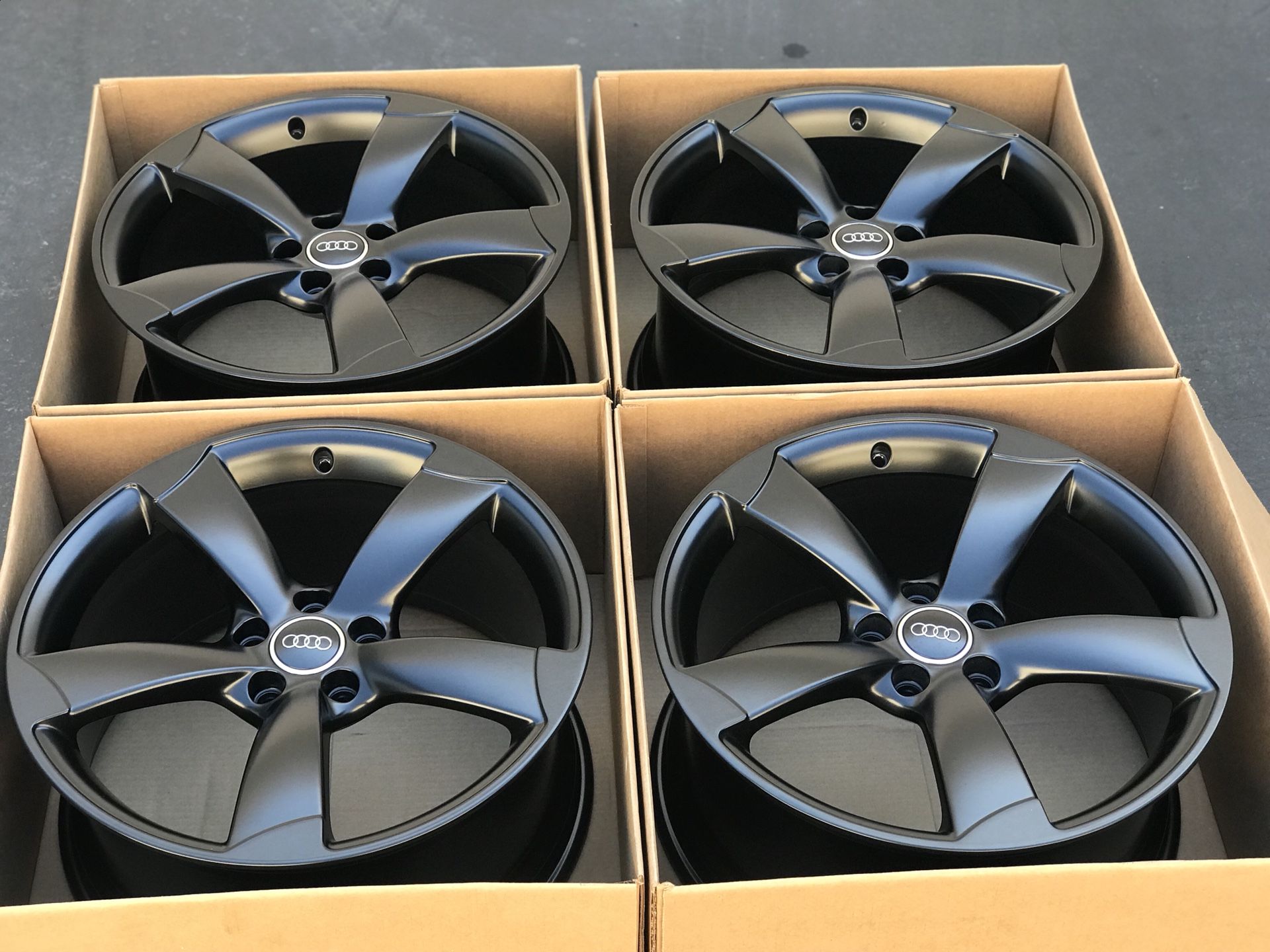 19” Audi S5 OEM rotors black wheels rims