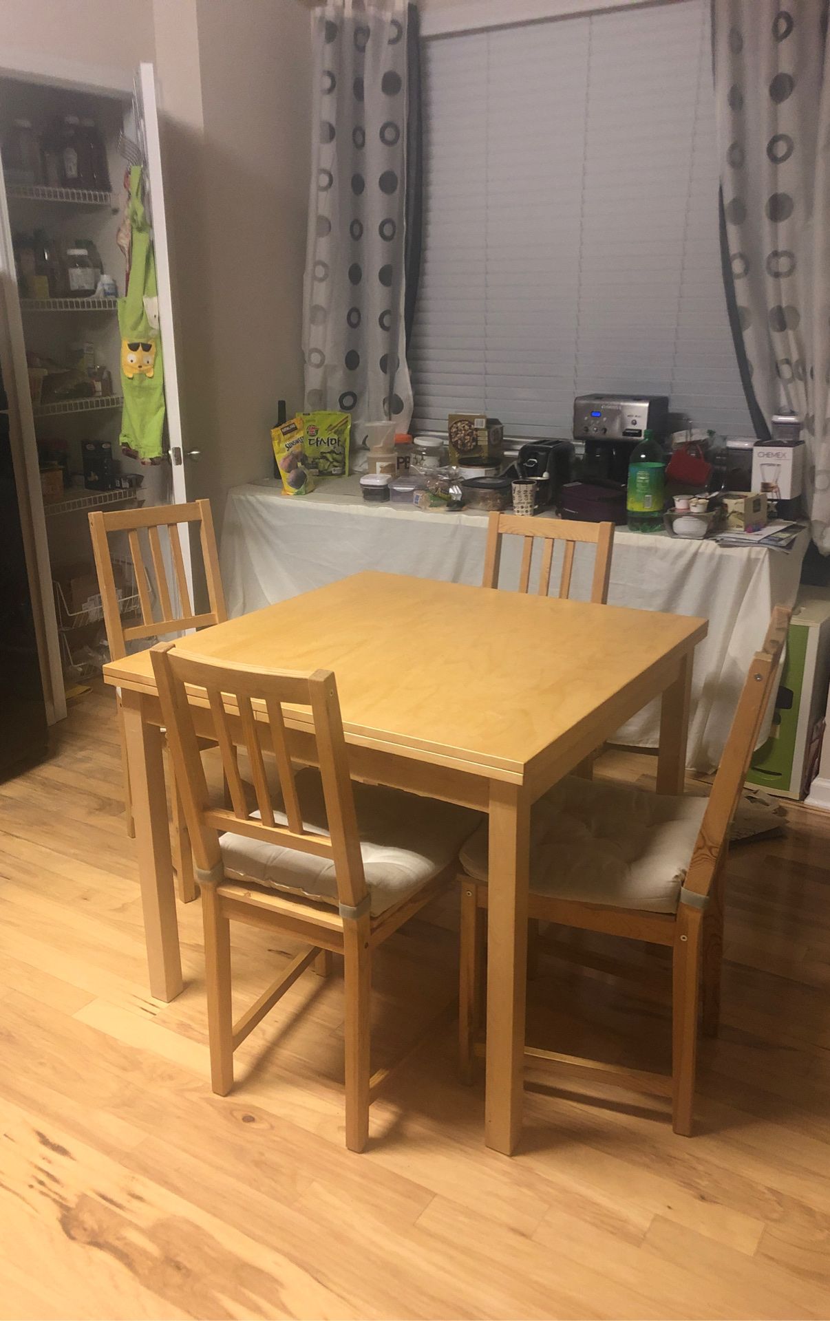IKEA expandable dining table with chairs