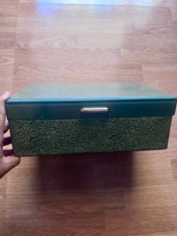 Green Floral Fabric Decorative Jewelry Storage Box