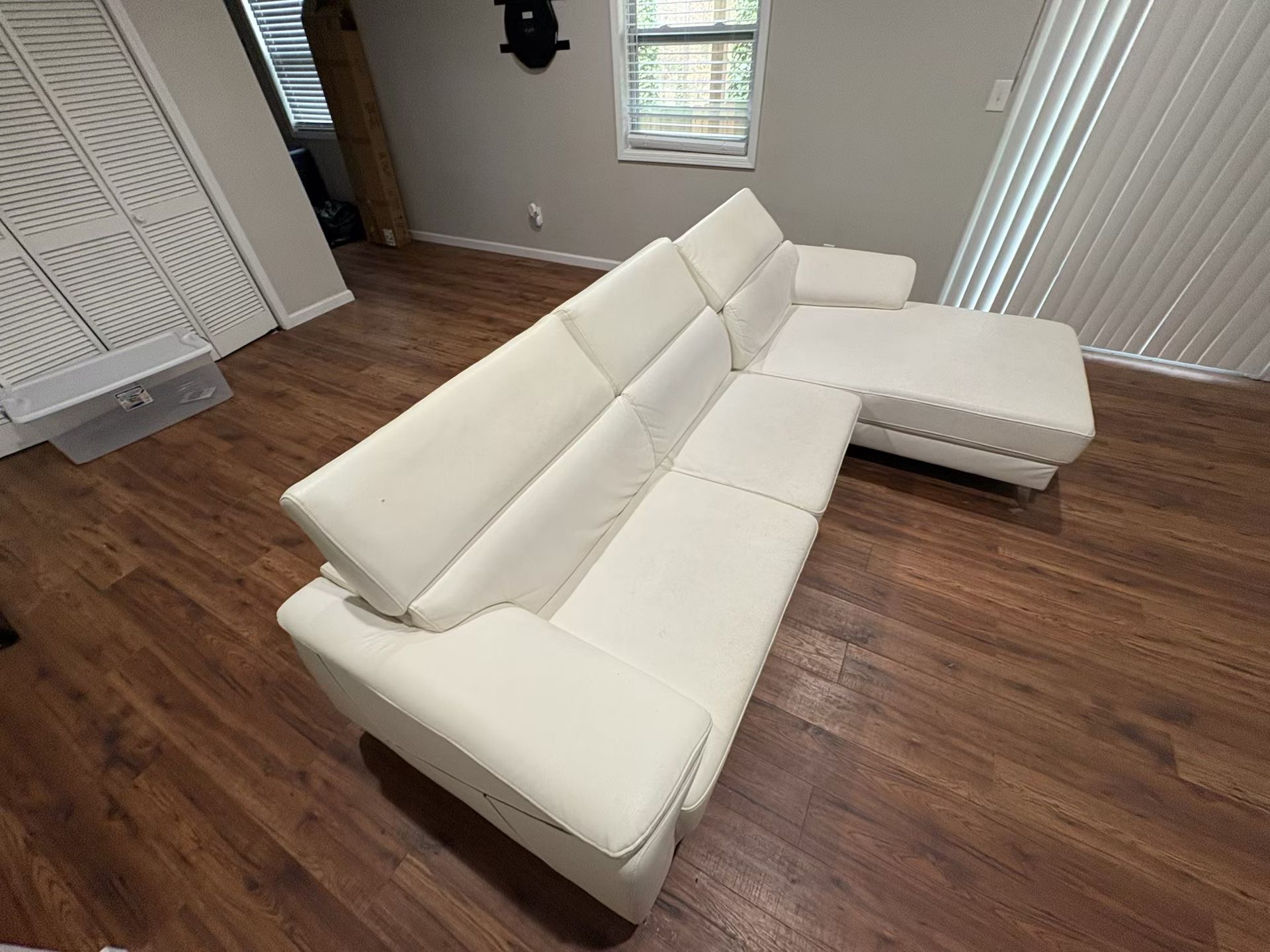 Cream White Leather Sectional $300