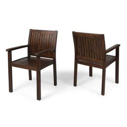 ( Set of 2 ) Coffee Brown Hand Crafted Outdoor Patio Dining Chairs   ⭐️ NEW IN BOX ⭐️ 