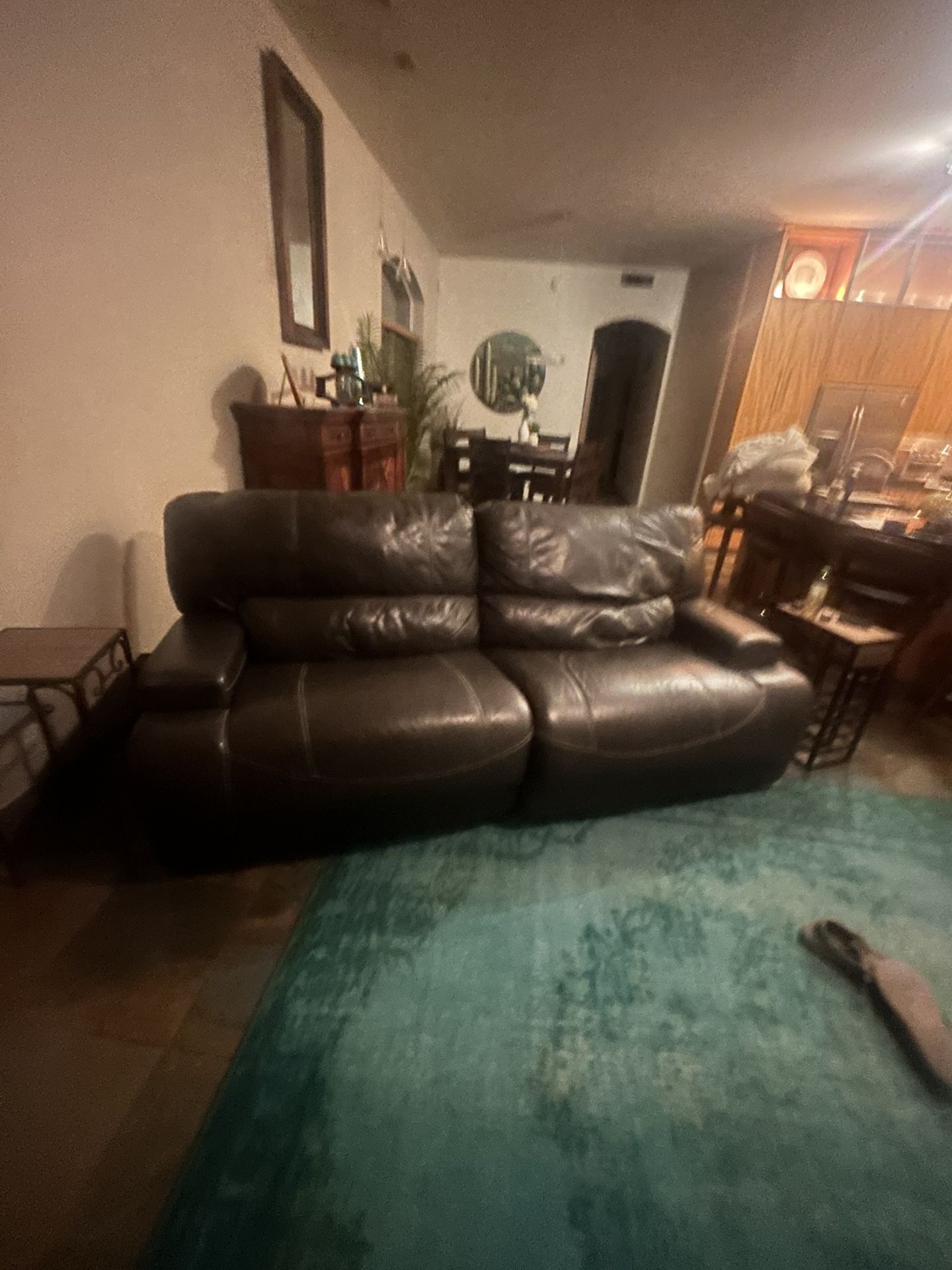 Gray Leather Couch and Loveseat with Recliners 