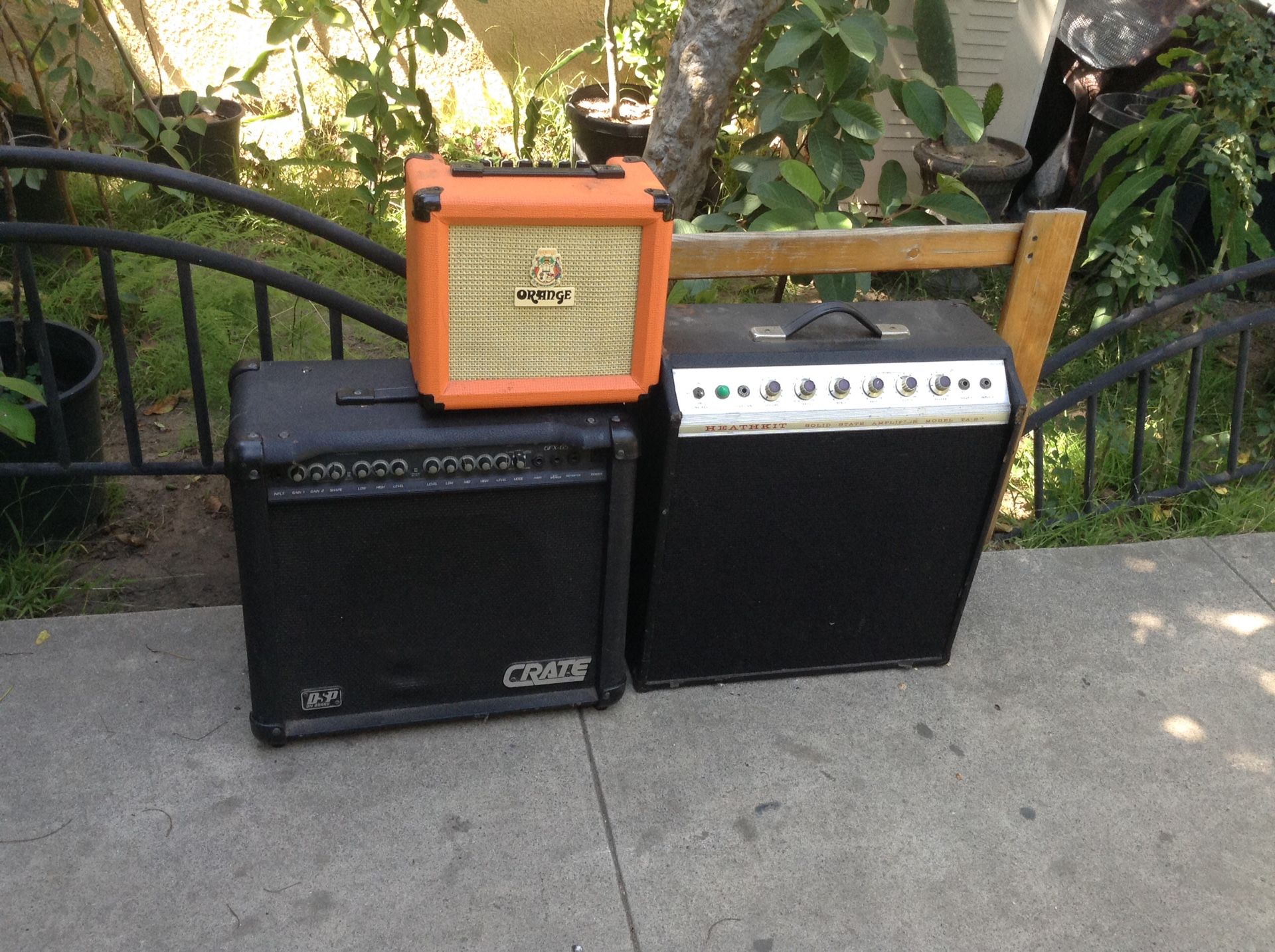 Vintage Heathkit TA-27 Solid State guitar amp plus a Crate amp