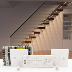 Wall Switch Control and Motion Sensor LED Stair Lighting Kit RW-5620, 40 Inches Long Cuttable LED Light for Indoor LED Stair Lights (Warm White 3000K,