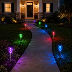 8 piece Color Changing Solar LED Pathway Lights
