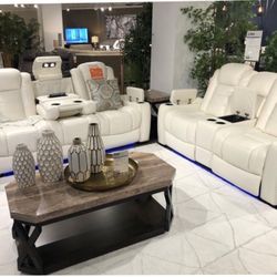 Power Reclining Sofa And Love Seat In Stock For Immediate Delivery