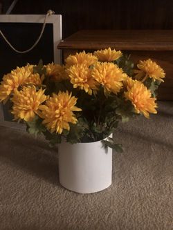 Hanging bucket and flowers