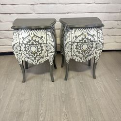 Grey White Nightstands 2pc