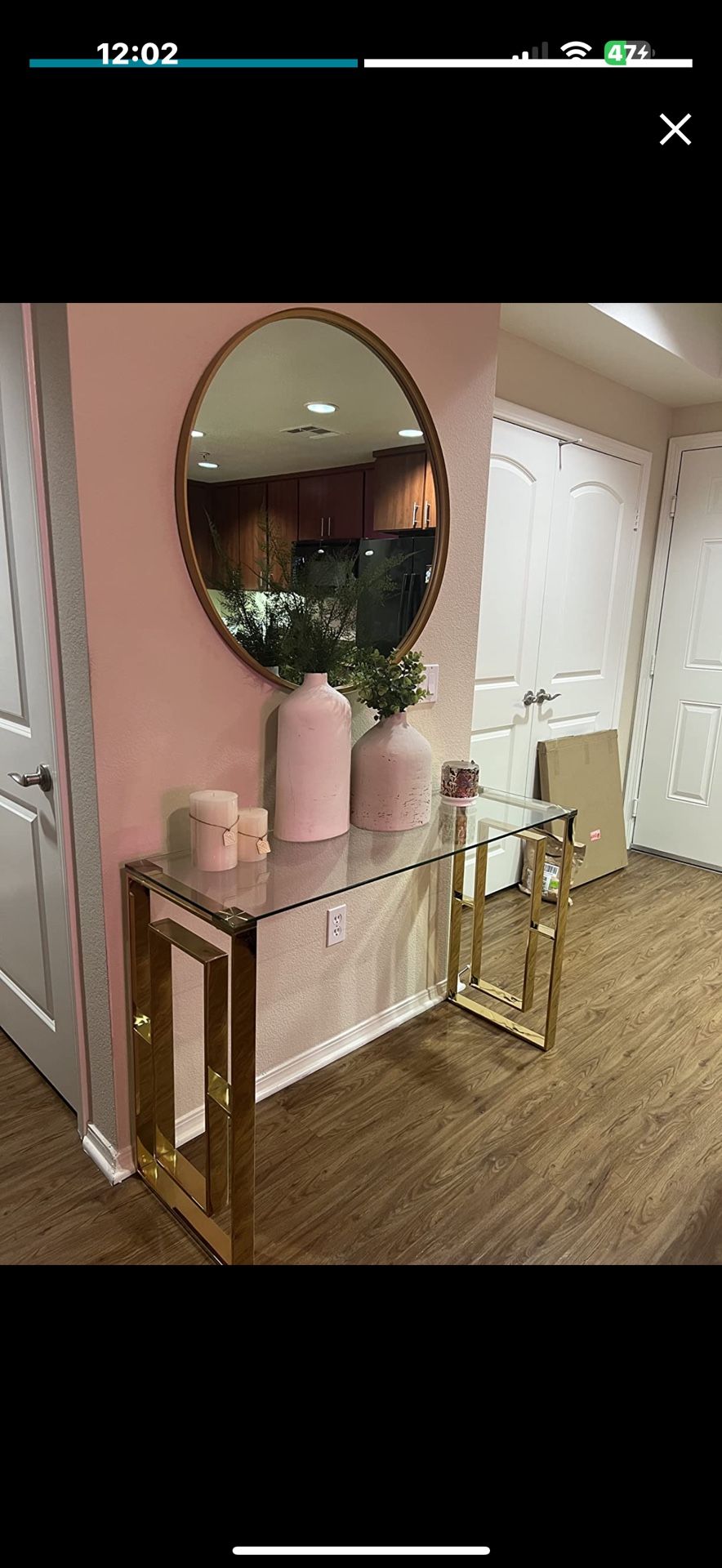 47 Inch Glass Console Table, Rectangular