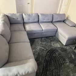 Upholstered Sectional Sleeper Sofa & Chaise