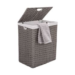 Grey Lidded Laundry Hamper