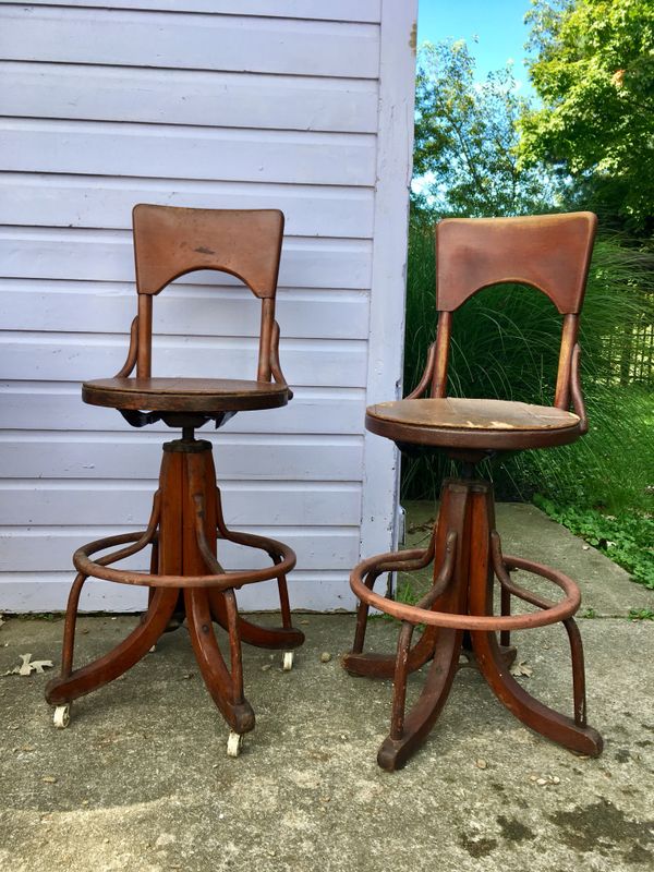 Antique Drafting Chair Stool Circa 1890 S Wood Base Swivels Up And Down 75 Each For Sale In Berea Oh Offerup